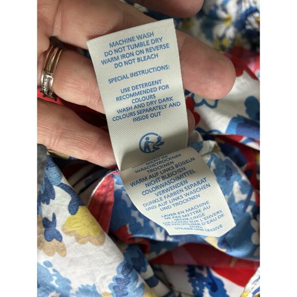 Boden Floral Cotton Edie Blouse Off the Shoulder Retro Sz 8 Artsy Whimsical - Picture 9 of 9